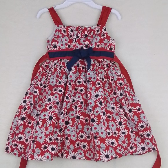 Westside Girl's Sun Dress Size 5-6 in Red, White, Blue w/ Floral Print - Picture 1 of 10